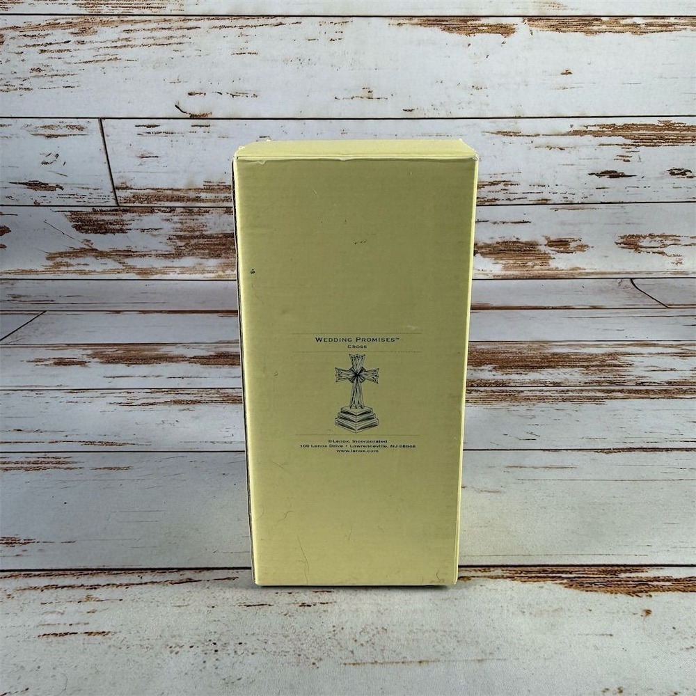 Lenox Wedding Promises 8" Lead Crystal Standing Cross Figurine 3 Tier Base